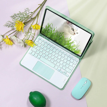 Etui z klawiaturą, myszką do iPad 7 / iPad 8 / 9 10.2 2019 / iPad 20, różowe - ochronne z podstawką