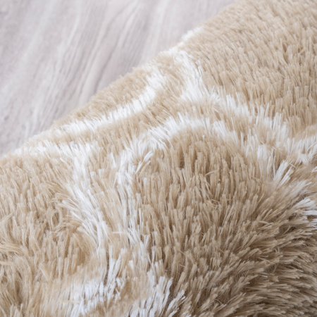 Dywan okrągły do salonu shaggy DECOR antypoślizgowy miękki puszysty 120x120, khaki