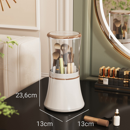 Large set of 3 ARIA acrylic cosmetic organizers with drawers multi-level white design