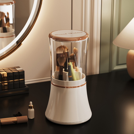 Large set of 3 ARIA acrylic cosmetic organizers with drawers multi-level white design