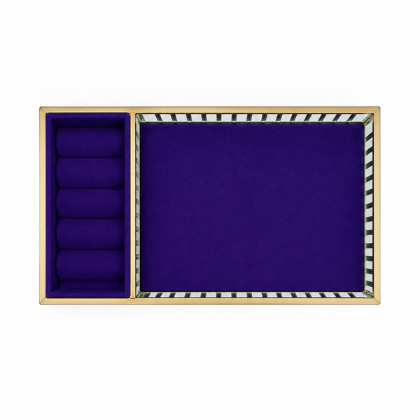 Szklana szkatułka na biżuterię 26x13x4cm organizer pudełko welurowa fioletowa