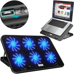 Podkładka chłodząca do Laptopa LED 15-18" regulacja chłodzenia cicha, czarna