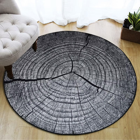 NOVO Strado modern tree trunk carpet for living room grey pattern Grey Trunk 120x120 cm