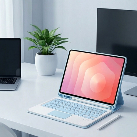 Etui i KLAWIATURA touchpad do Samsung Galaxy S11 X730 X736 uchwyt na rysik, niebieskie