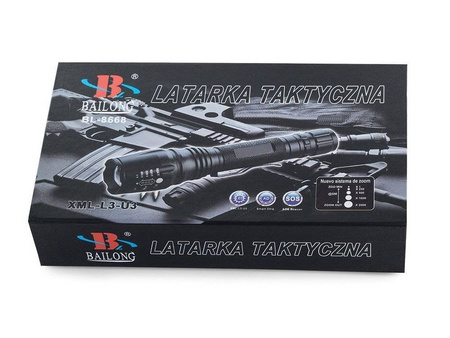 Latarka taktyczna Bailong z diodą LED CREE XM-L T6 model 8668