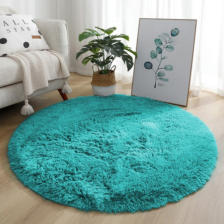 Shaggy Strado 140x140 round carpet TurquoiseSea (Turquoise)