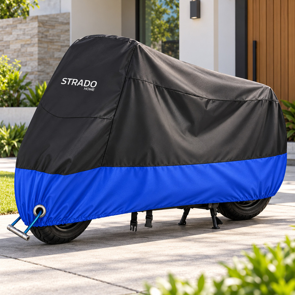 Pokrowiec na motocykl skuter 2 rowery 245x105x125 cm wodoodporny czarno-niebieski