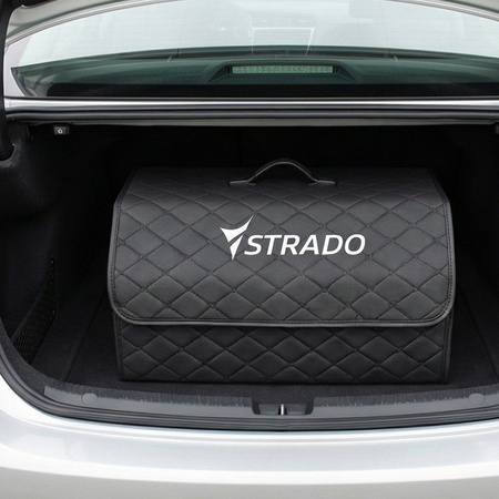 Składany DUŻY organizer do bagażnika auta pikowany kuferek pojemnik torba, czarny