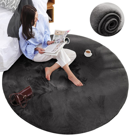 Rabbit Strado 120x120 DeepGrey round rug (Gray)