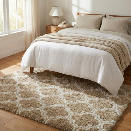 Dywan do salonu shaggy DECOR antypoślizgowy miękki puszysty modny 160x200, khaki