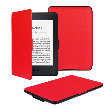 Etui z uchwytem do Kindle Paperwhite 1 2 3, czerwone - ochronne z podstawką, dostęp do portów i przycisków