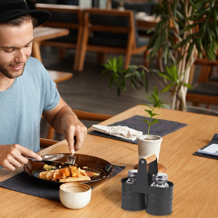 Salt and Pepper Shakers with a Stand