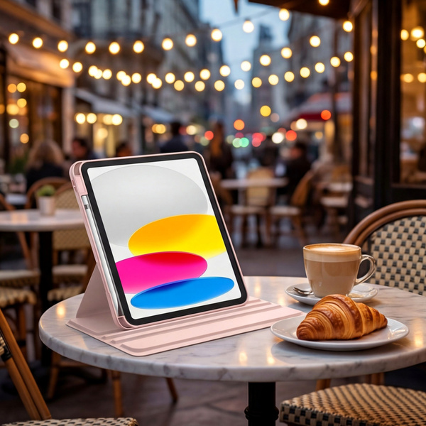 Puzdro otočné Pencil na iPad 10.9 2022 Gen. 10 / 11 2025 A16 Gen. 11 Wake, ružové - ochranné so stojanom