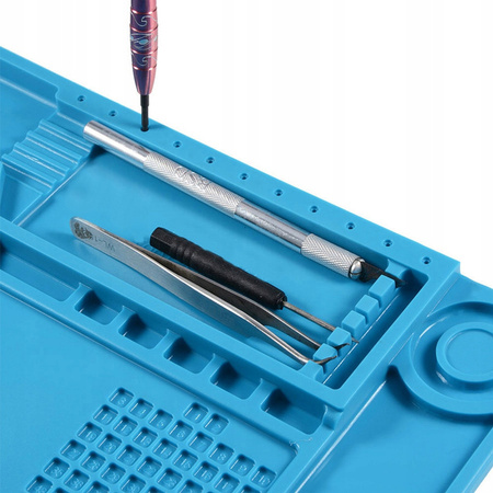 Antistatic silicone work mat organizer for soldering repairs and electronics heat resistant