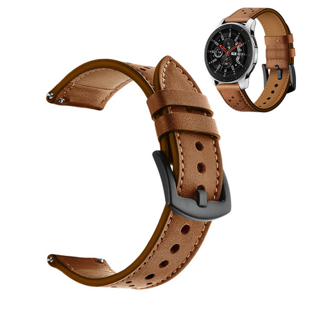 Pasek skórzany do Xiaomi Amazfit Bip / Gts / GTS2 / Gtr 42mm elegancki bransoleta, brązowy - wymienny
