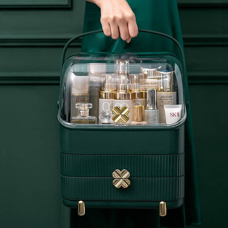 Casket organizer trunk for cosmetics jewelry (Bottle Green)