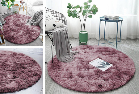 Dywan Okrągły Shaggy Ombre antypoślizgowy nowoczesny salon 160x160, czerwony