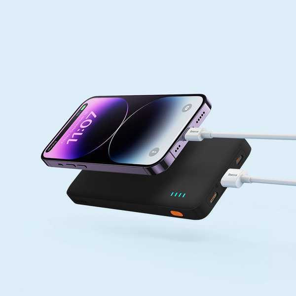 powerbank Baseus Airpow 20W 10000mAh z káblom Baseus Simple Series USB-A USB-C 30 cm, čierny