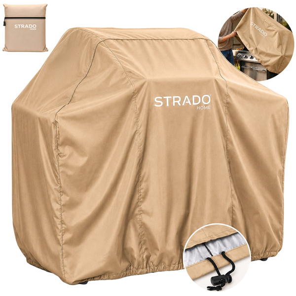 Pokrowiec na grill 145x61x117 cm wodoodporny ochrona UV beżowy