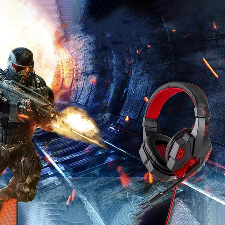 Speed Spider OS-830MV black-blue LED gaming headphones with microphone for PC and console