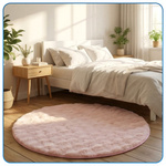 Dywan okrągły Rabbit Bubble 120 cm, różowy - pluszowy, miękki do salonu i sypialni