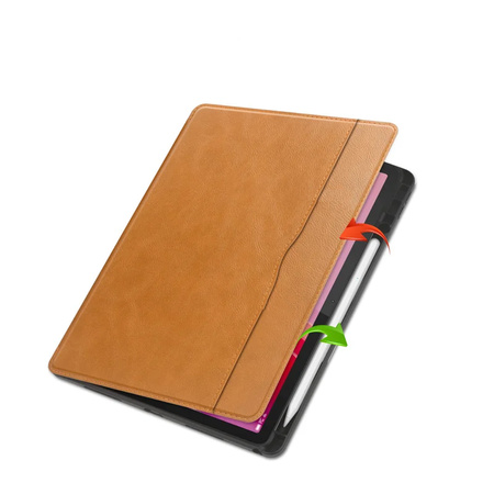 Etui skórzane z kieszeniami do Lenovo Tab M11 10.95 TB330FU TB330XU TB331FC, brązowe