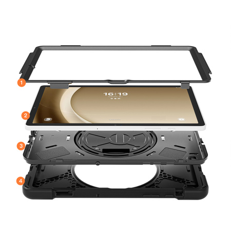 Puzdro Shockproof na Samsung Galaxy Tab A9 Plus 11 2023 X210 X215 X216, čierne - ochranné so stojanom