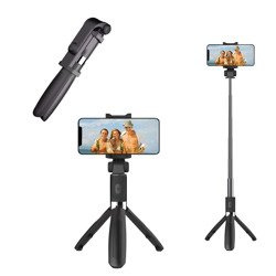 Kijek selfie stick ze statywem rozkładany tripod pilot wyzwalacz BL L01, czarny - lekki i poręczny