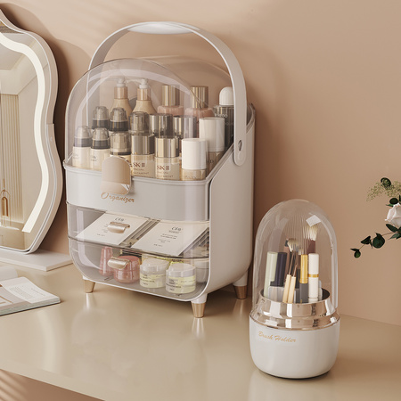 Bella casket organizer for cosmetics and brushes capacious acrylic white ideal for dressing table