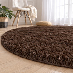 Dywan okrągły Shaggy 120x120 cm, ciemny brązowy DarkCoffee - pluszowy do salonu