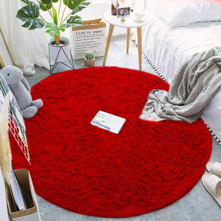 Shaggy Strado 120x120 BloodyRed Round Carpet (Bright Red)