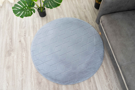 STRADO round Rabbit 3D plush soft like rabbit anti-slip carpet 140 Silver