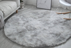 Okrúhly koberec Shaggy Ombre 150x150 cm, strieborný - plyšový do obývačky