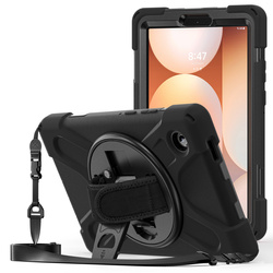 Etui pancerne do Galaxy Tab A11 X135 X133 A9 SM-X110/ SM-X115 z uchwytem - czarne
