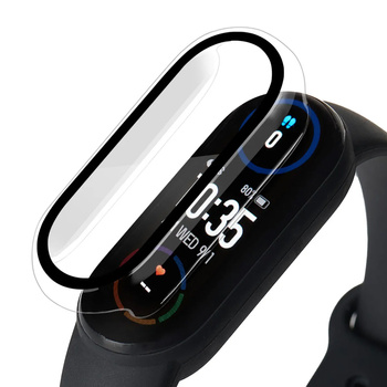 Etui 2w1 ze szkłem hartowanym do Xiaomi Mi Band 7, przezroczyste - ochronne z podstawką, dostęp do portów i przycisków