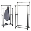 Double clothes hanger rack on wheels