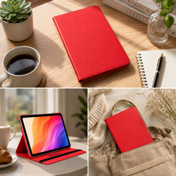 Etui obrotowe do Huawei MediaPad M5 Lite 10 z klapką i podstawką - czerwone