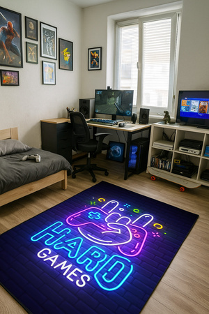 3D Strado HardGames carpet 120x170 cm with dynamic pattern for gamer's room