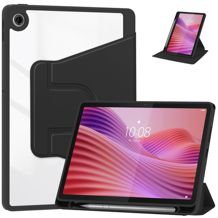 Puzdro 360 Crystal na Lenovo Tab 10.1 2025, čierne - ochranné so stojanom, prístup k portom a tlačidlám