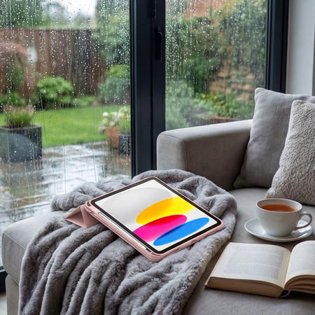 Puzdro otočné Pencil na iPad 10.9 2022 Gen. 10 / 11 2025 A16 Gen. 11 Wake, ružové - ochranné so stojanom