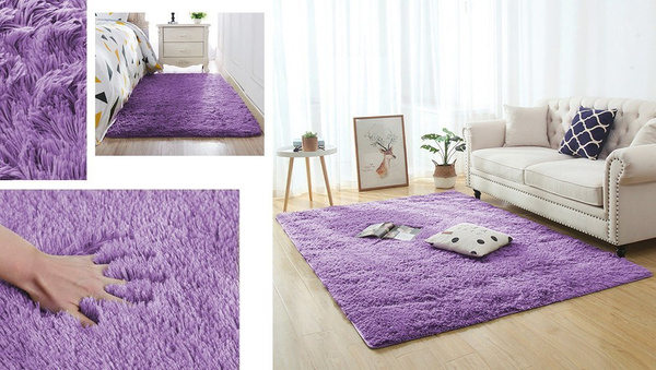 Dywan Shaggy 80x150 cm, fioletowy - miękki, puszysty do salonu i sypialni