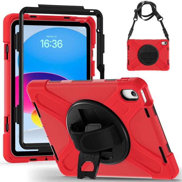 Puzdro Shockproof s držiakom na Apple iPad 10.9 2022 / 11 A16 2025 / Apple iPad 10.9 / Apple iPad 11, červené - ochranné