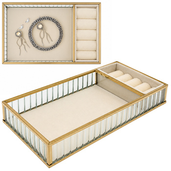 Szklana szkatułka na biżuterię 26x13x4cm 4A Beige