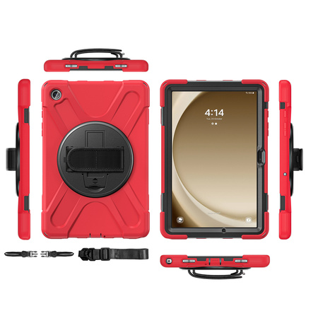 Puzdro Shockproof na Samsung Galaxy Tab A9 Plus 11 2023 X210 X215 X216, červené - ochranné so stojanom