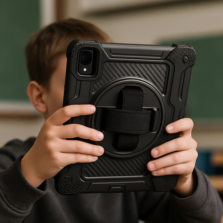 Puzdro pancierové s držiakom Shockproof na Xiaomi Redmi Pad SE 2023 11 / Redmi Pad SE 11, čierne - ochranné