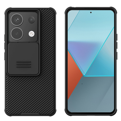 Etui z osłoną aparatu Nillkin do Redmi Note 13 Pro, czarne - ochronne z podstawką, dostęp do portów i przycisków
