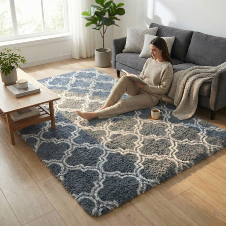 Dywan do salonu shaggy DECOR antypoślizgowy miękki puszysty modny 120x170, srebrny