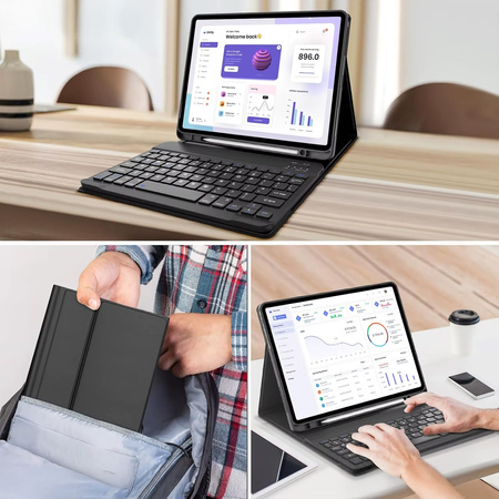 Etui 360 z klawiaturą do Apple iPad 10.9 2022 Gen. 10 / 11 2025 A16 Gen. 11 / Apple iPad 11 2025 / Apple iPad 10 2024, czarne - ochronne
