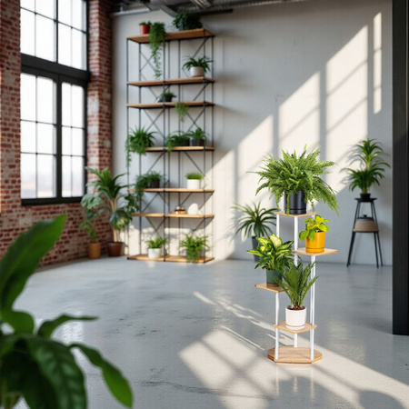 Kwietnik metalowy na kwiaty stojący wysoki 5 poziomów duży 106cm XL PALACE, biały