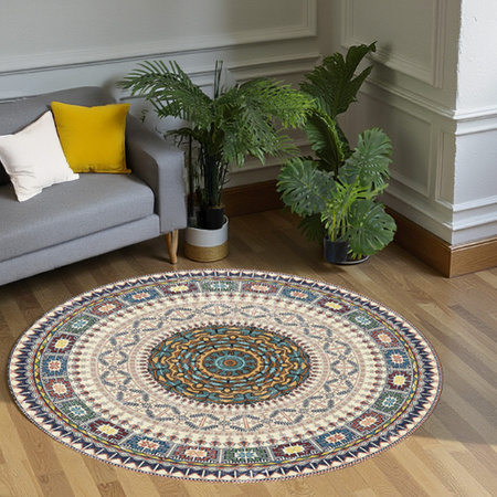 Round carpet NOVO Strado modern beige torte pattern for living room Oriental 120x120 cm